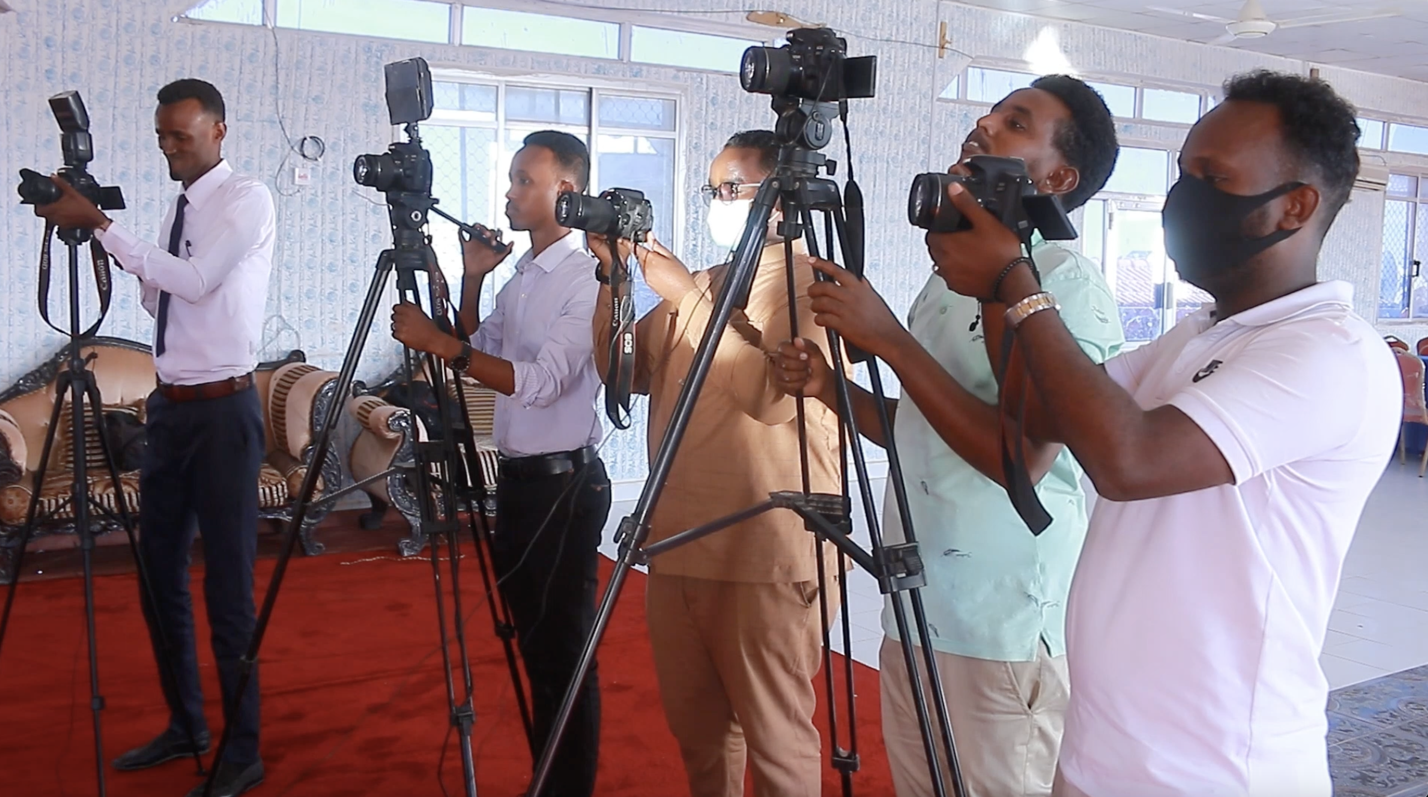 Journalists in central Somalia town of Galkayo. | PHOTO/SJS.