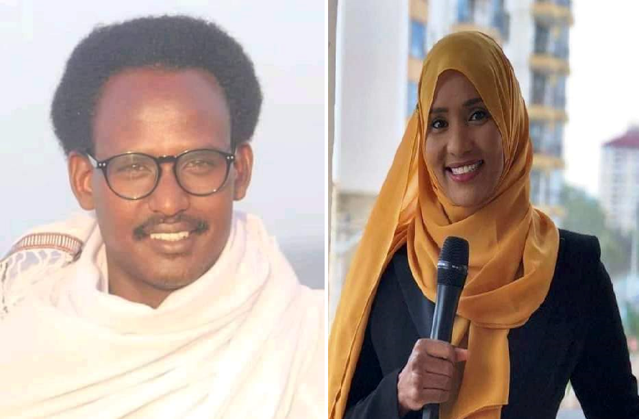 Two TV journalists, Mohamed Sahal Omar (left) and Hodan Naleyeh (right) killed during Kismayo hotel attack in July, 2019. | PHOTO: SJS.