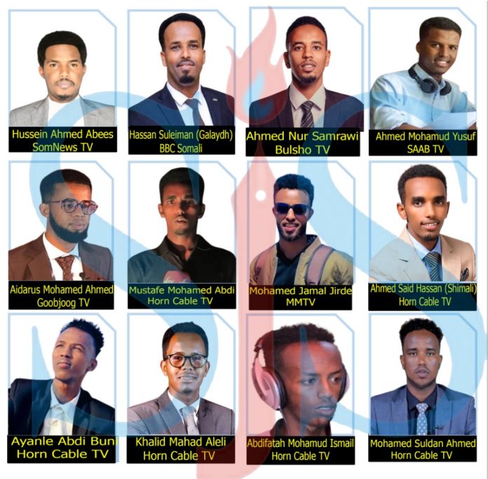 12-journalists-freed-from-Hargeisa-police-detention-on-Tuesday-19-April-2022. | PHOTO/ Combined/SJS.