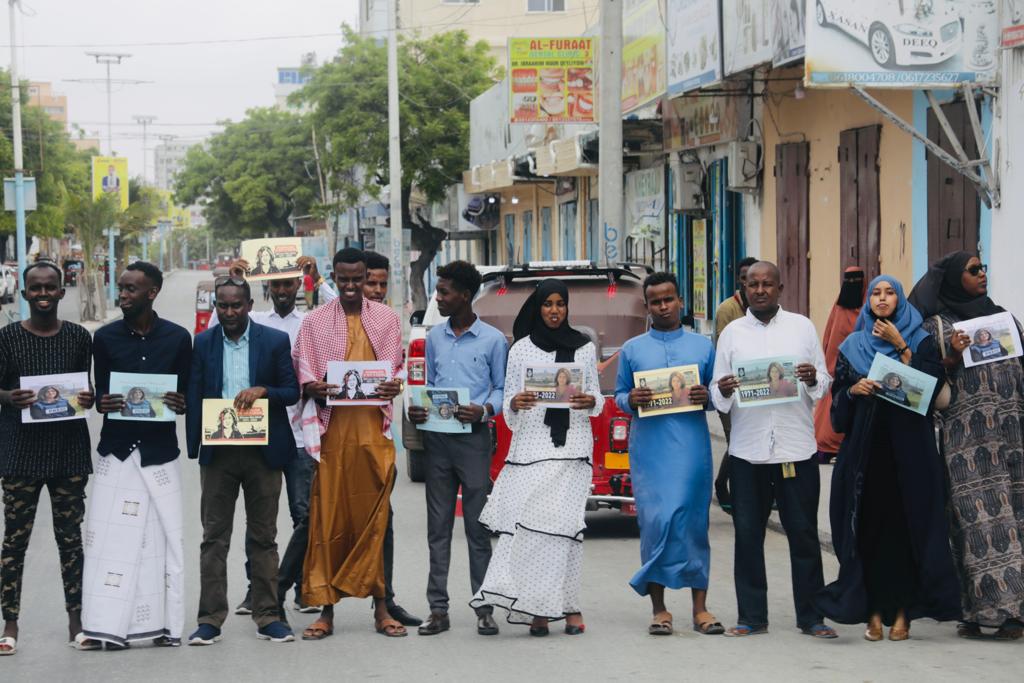 SJS and SOMA leaders join journalists during a protest on Friday, 13 May, 2022, condemning the killing of Al-Jazeera Arabic journalist, Shireen Abu Akleh. | PHOTO/SJS.