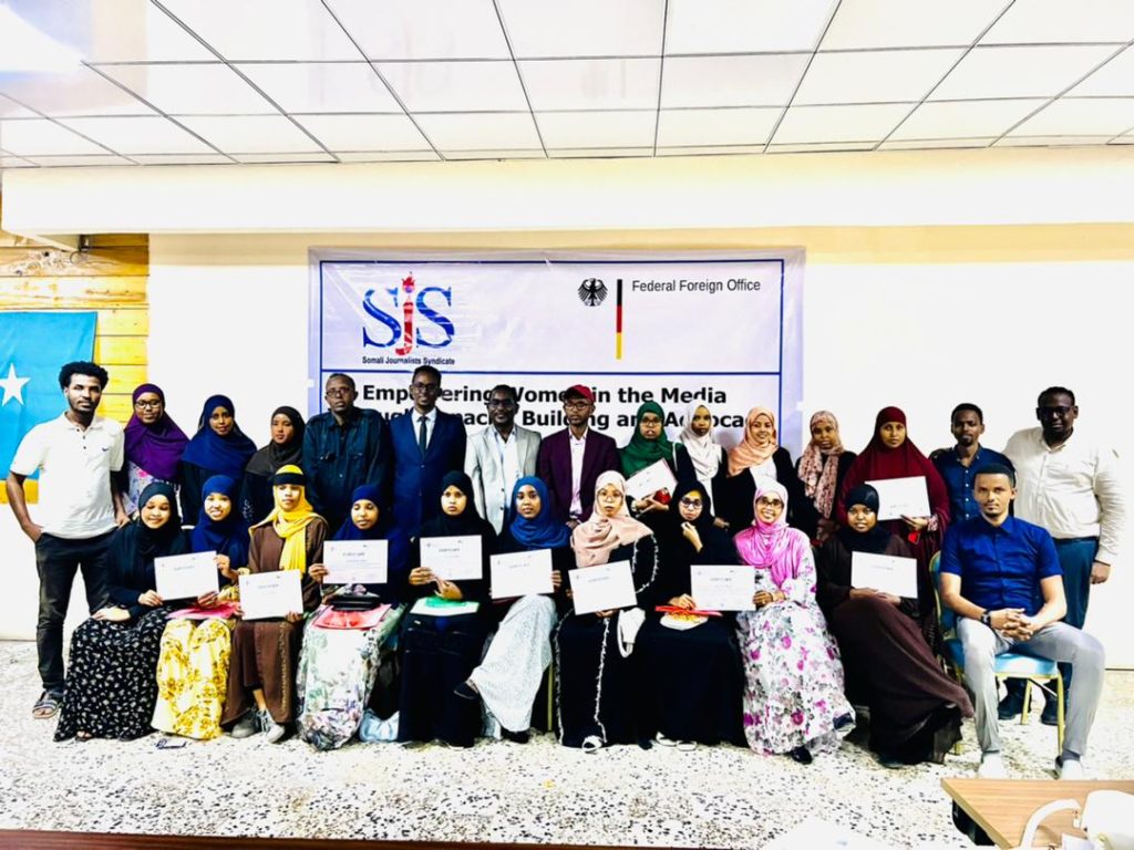 Participants, trainers and SJS team pose for a group photo during the conclusion of the three-day training supported by German Embassy, Friday 19 August, 2022. | PHOTO/SJS.