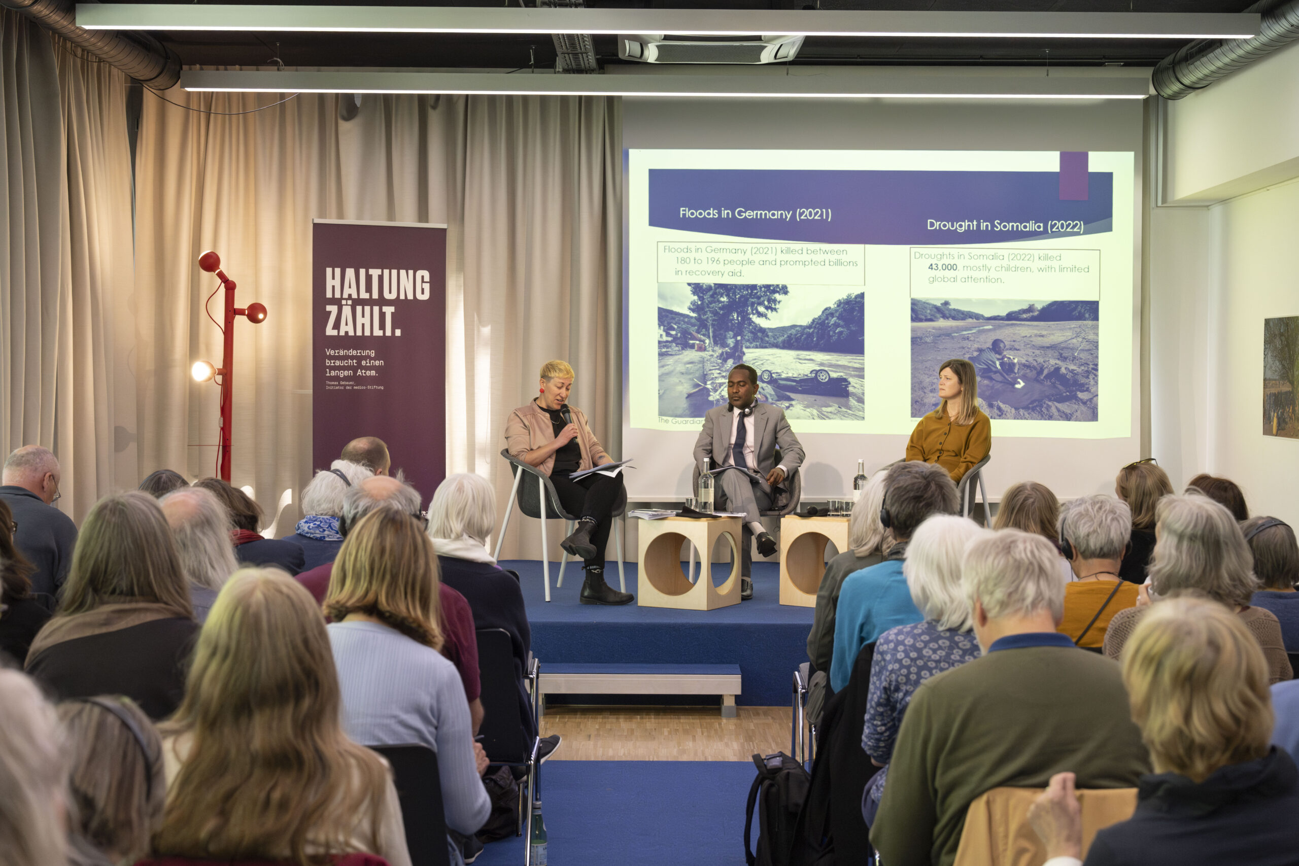 The symposium, titled "About the Disappearance of a World", focused on the critical responsibilities of aid and human rights organizations in addressing war, disasters, migration, the climate crisis, and the role of today’s media and journalists as frontline defenders and witnesses. | PHOTO/ Medico International team.