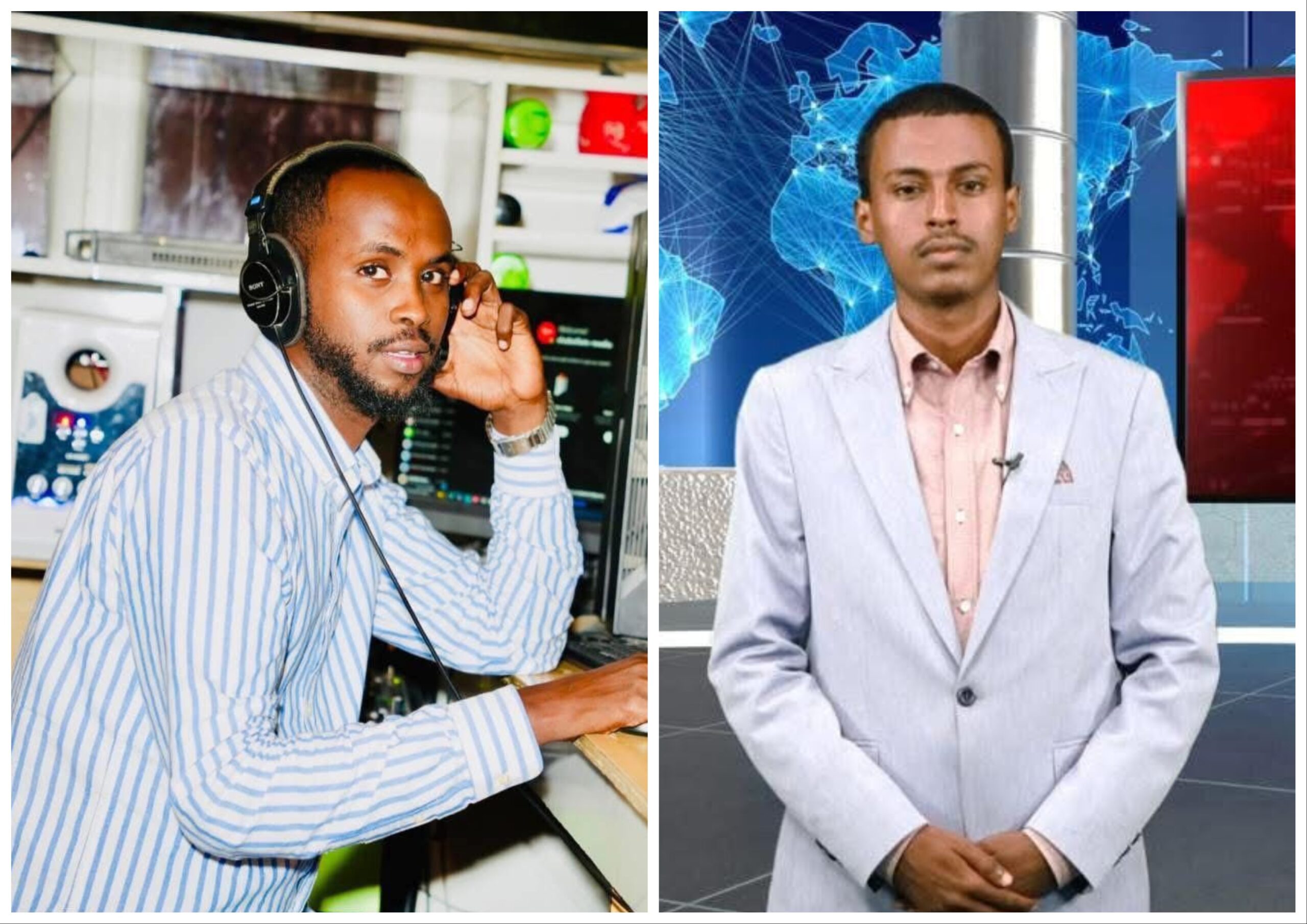 Abdinasir Abduqadir Salah and Abdinasir Sayid Ali from Shabelle TV. | PHOTO/ Combined/SJS. Abdinasir Abduqadir Salah and Abdinasir Sayid Ali from Shabelle TV. | PHOTO/ Combined/SJS.