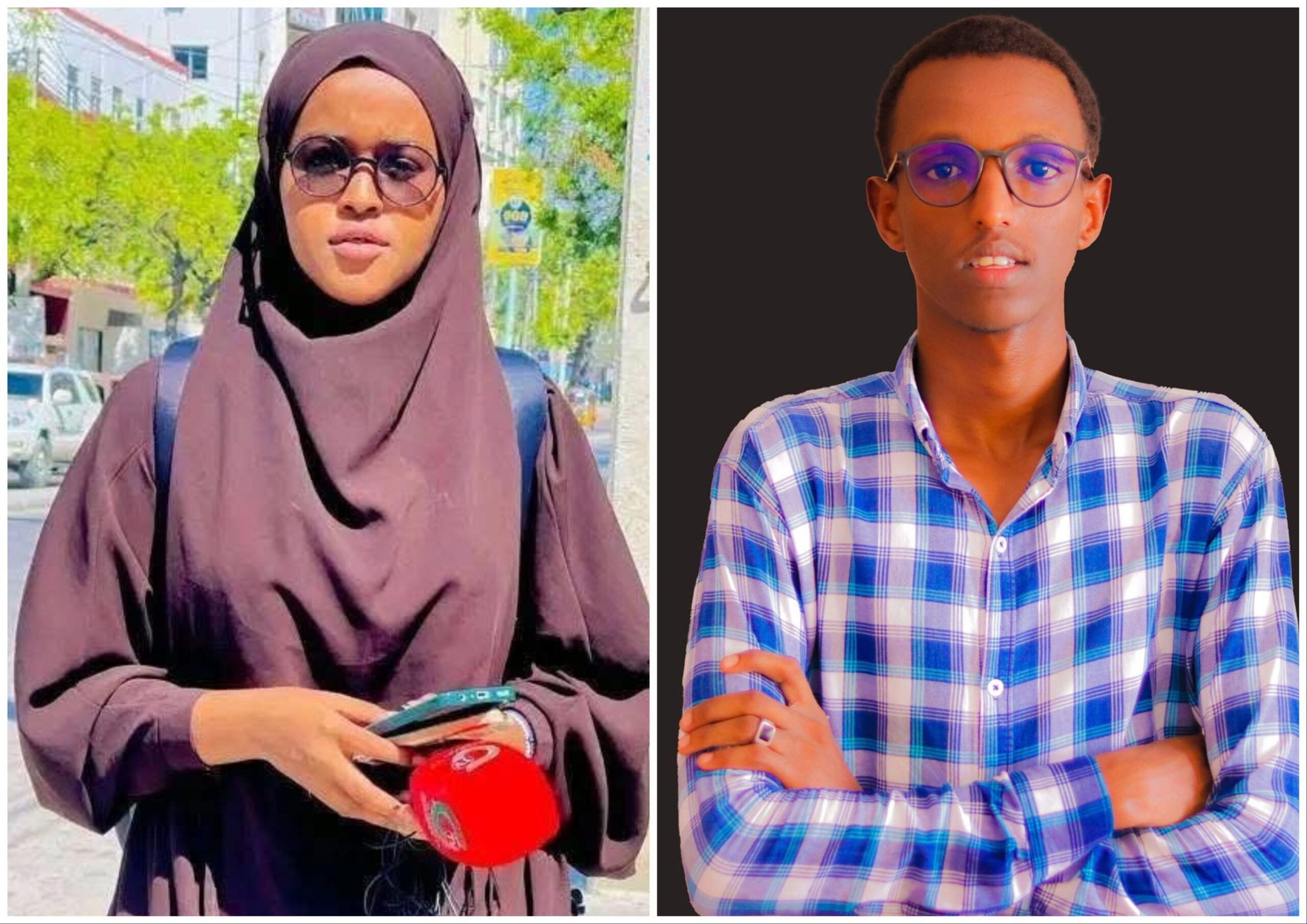 Anisa Ahmed and Masud Abdirahman of Dalbile TV. | PHOTO/ Combined/SJS. Anisa Ahmed and Masud Abdirahman of Dalbile TV. | PHOTO/ Combined/SJS.