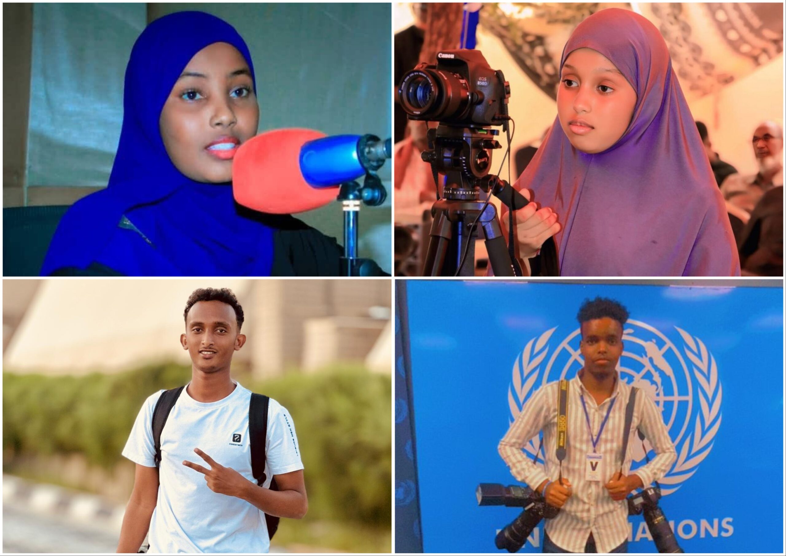 Among the journalists briefly arrested on Saturday are four reporters —Ja’far Abdirisak Mohamed, Shukri Hashi, Ayanle Abdinur, and Sundus Ali Botan—were working for Goobjoog Media. | PHOTO/Combined/SJS. Among the journalists briefly arrested on Saturday are four reporters —Ja’far Abdirisak Mohamed, Shukri Hashi, Ayanle Abdinur, and Sundus Ali Botan—were working for Goobjoog Media. | PHOTO/Combined/SJS.