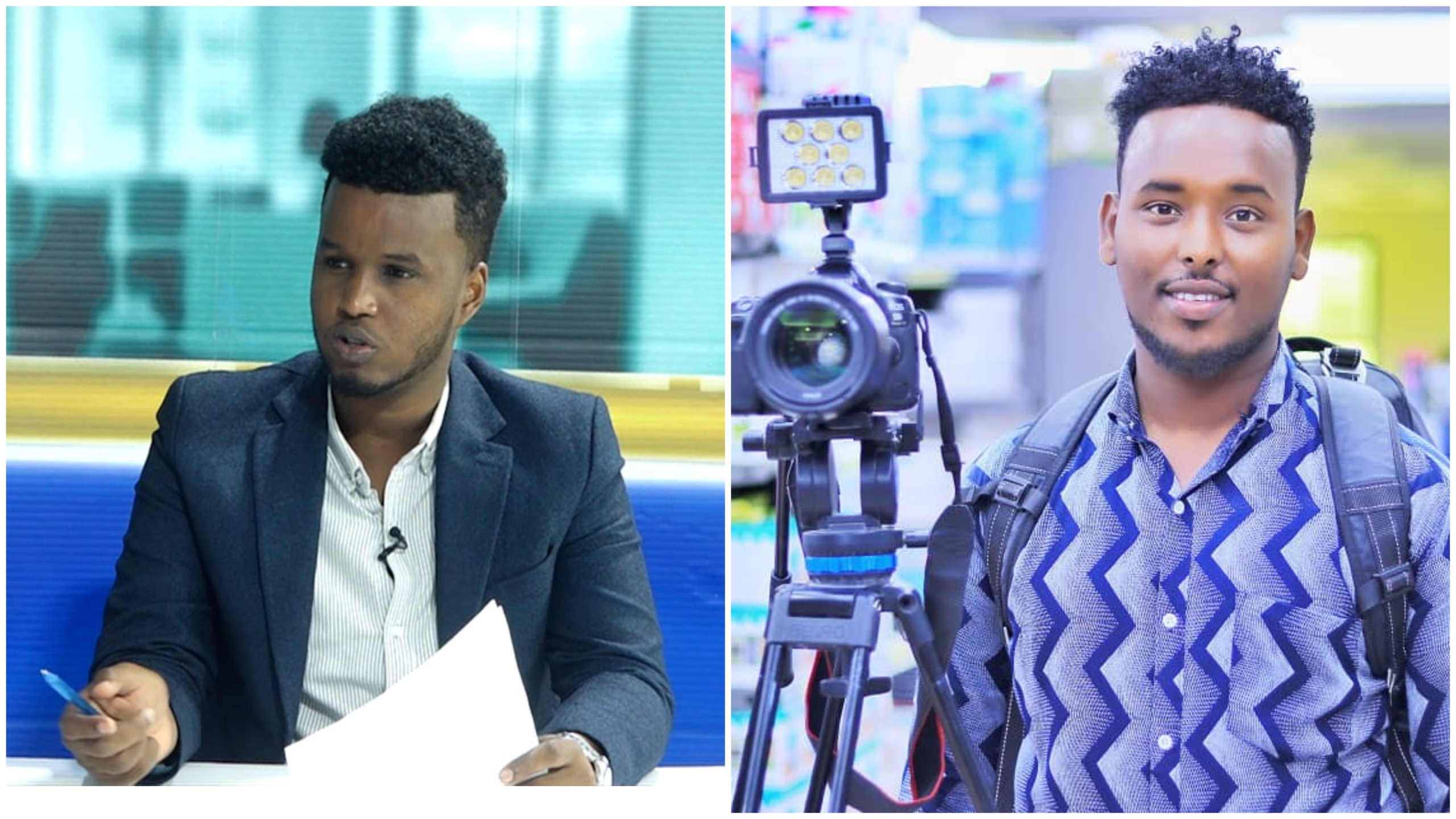 Two of the journalists arrested Saturday, Ismail Yabarow Hassan and Mohamed Adan Hassan, were working for Somali Cable TV. | PHOTO/ Courtesy/ Somali Cable TV. Two of the journalists arrested Saturday, Ismail Yabarow Hassan and Mohamed Adan Hassan, were working for Somali Cable TV. | PHOTO/ Courtesy/ Somali Cable TV.