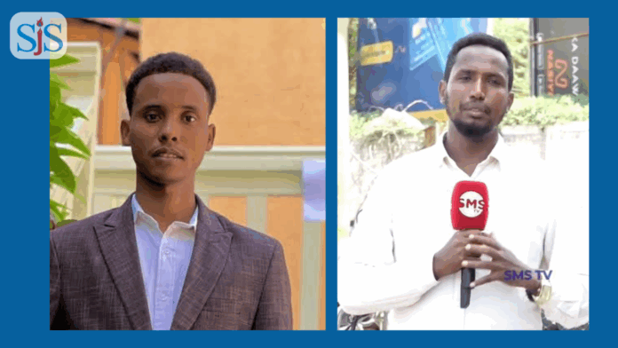 Osman Abdullahi Mohamed (reporter and cameraman for SMS Somali TV), Hussein Isse Mohamed (reporter for SMS Somali TV) spent two days in detention after they were arrested on Sunday. | PHOTO/SJS /Combined.