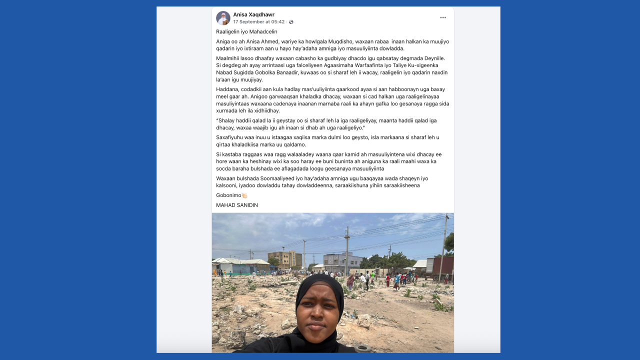 On 17 September, Anisa was forced to publish an apology on her Facebook page.