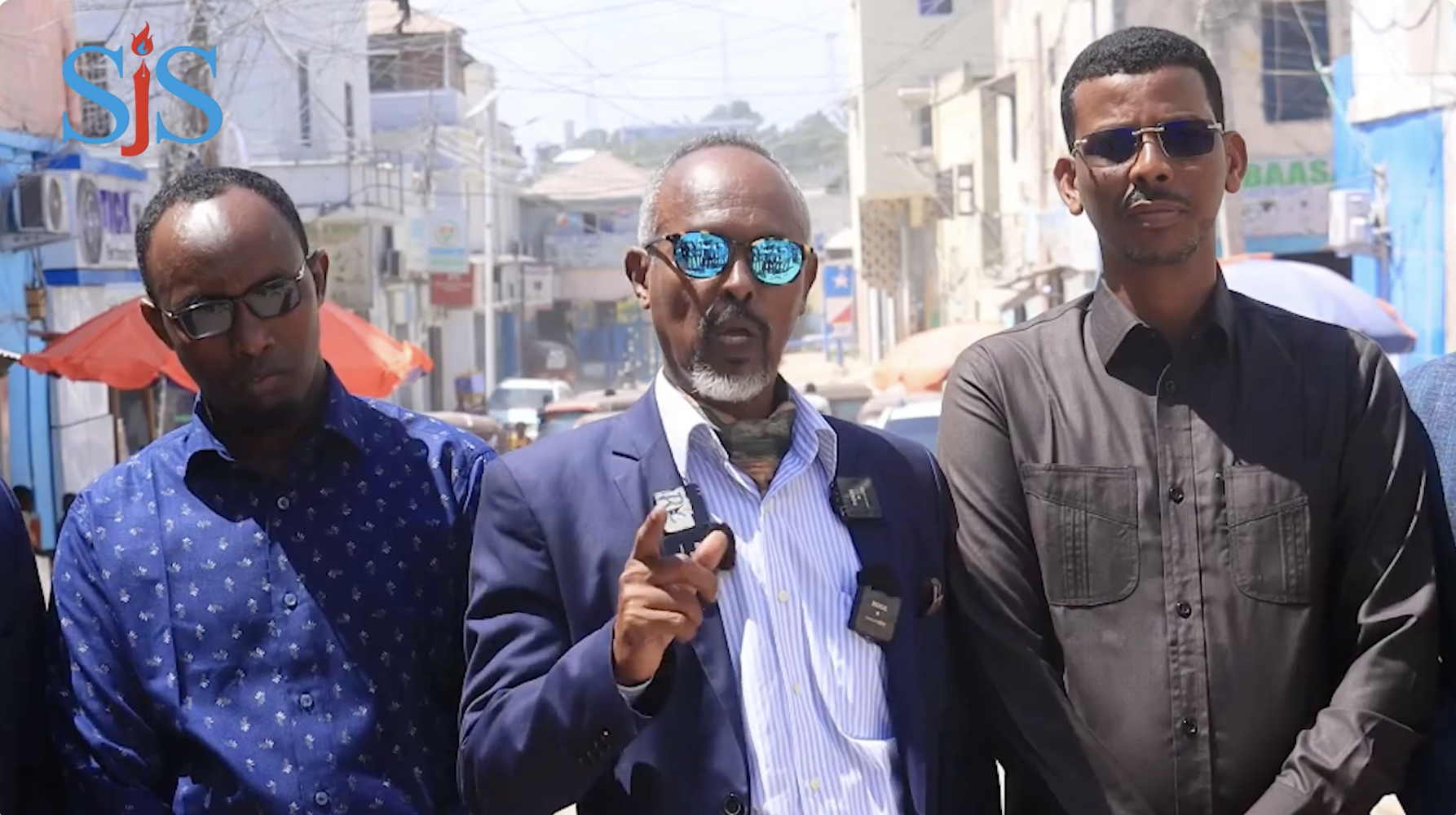 Defense lawyers representing Himilo Media journalist, Khadar Abdirahim Ibrahim speak to the media. | PHOTO/SJS.