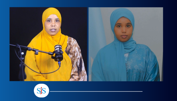 Kaab TV journalist Amiro Sulaiman Ibrahim and Iqro Abdullahi Abdirahman from Five Somali TV. | PHOTO/Courtesy.