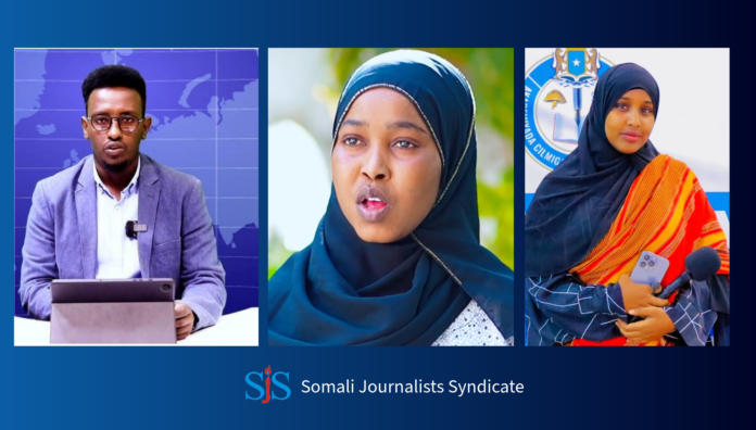 From left - Ja'far Mohamed Jim'ale, Shukri Aabi Abdi and Rowda Hassan Taakilo. | PHOTO/SJS.
