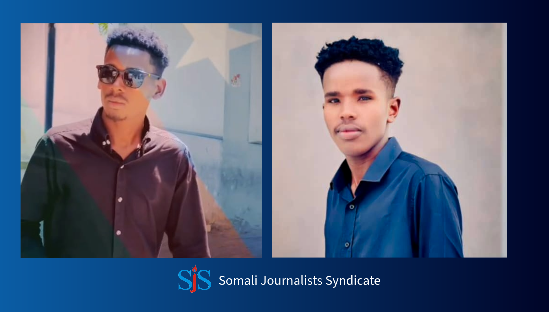 Nur Hasan Ali of Kalsan TV and Abdullahi Abdifatah Sidow of Shabelle TV. | PHOTO/Courtesy/SJS.